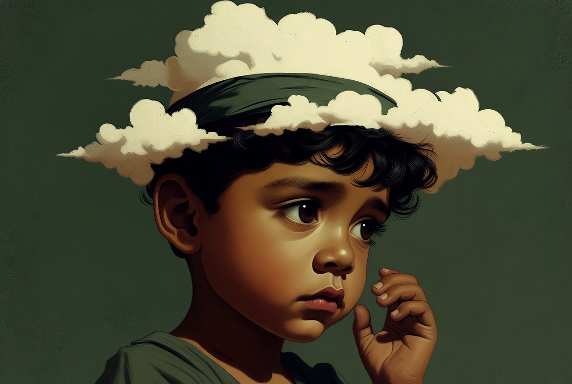 niño digital con sombrero de nube